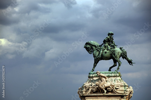 Equestrian statue of Prince Eugene of Savoy, in front of the historic Royal Palace in Buda Castle, Budapest, Hungary, Europe