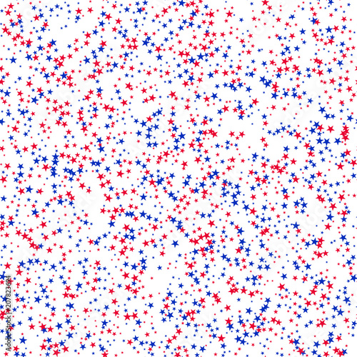 Seamless pattern with blue, red, stars