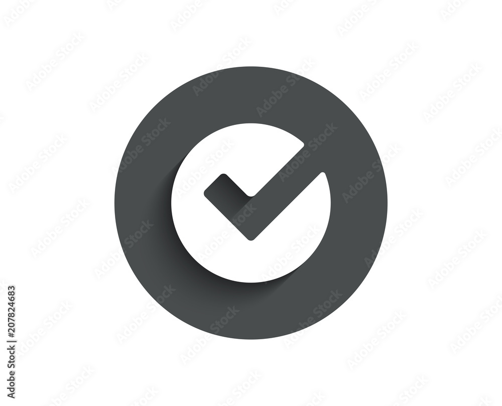 Check simple icon. Approved Tick sign. Confirm, Done or Accept symbol. Circle flat button with shadow. Vector Check simple icon. Approved Tick sign. Confirm, Done or Accept symbol. Circle flat button with shadow. Vector
