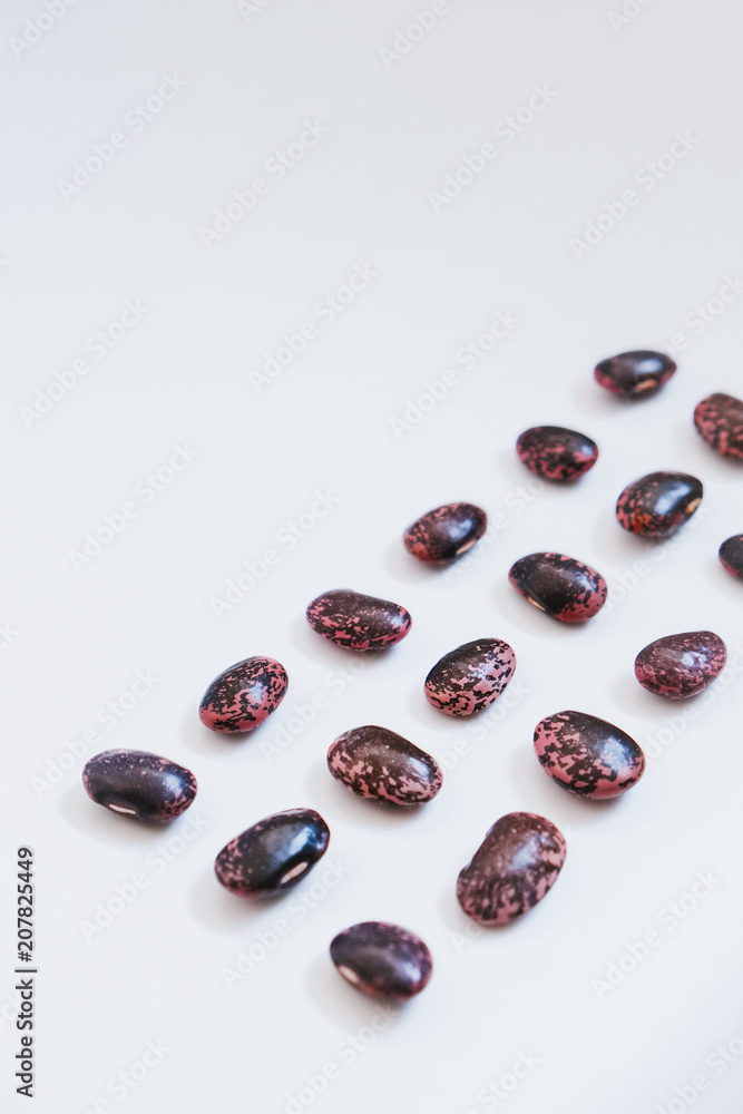 Legumes on white background from top view Legumes on white background from top view