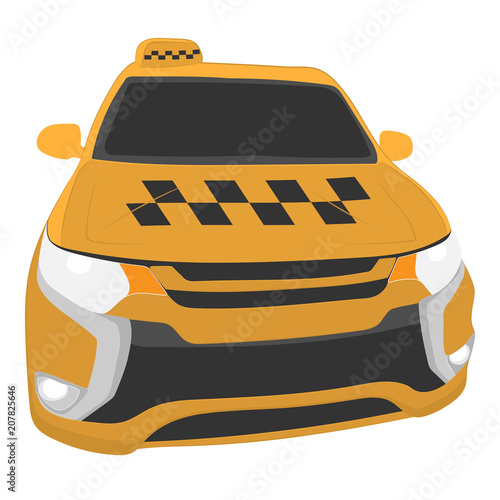 yellow taxi car vector drawing illustration photo