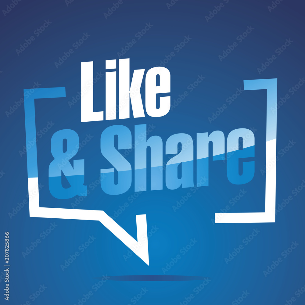 Like and Share blue white sticker icon