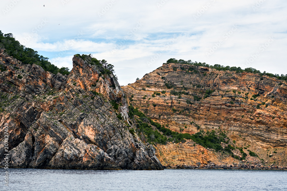 Northern rocky coast of Ibiza Island. Spain