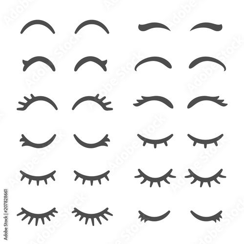 Pretty woman eyelashes. Closed eyes for cute cartoon sleeping girl