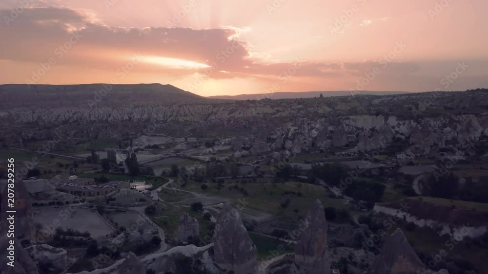 Sunrise in Cappadocia. Aerial view Sunrise in Cappadocia. Aerial view