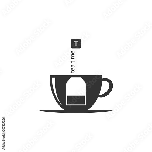 tea bag inside a tea cup icon on white background