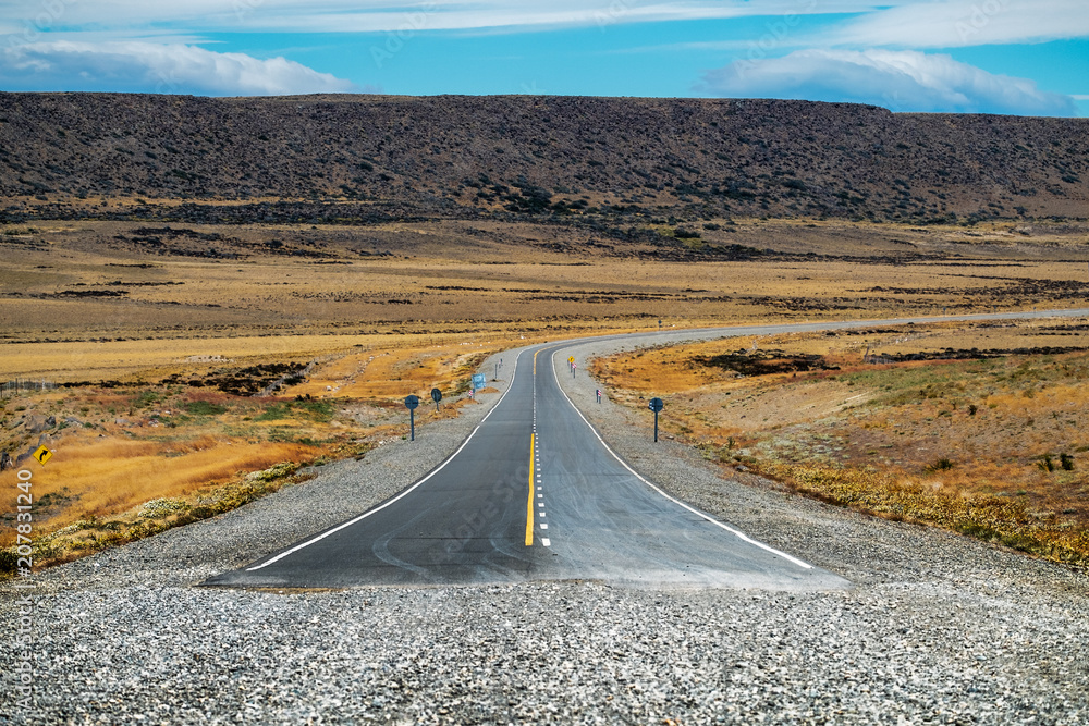 End of the asphalt road named Ruta 40 in Argentinian Patagonia. Asphalt  road turns into gravel road on National road Ruta 40, Argentina. Stock  Photo | Adobe Stock