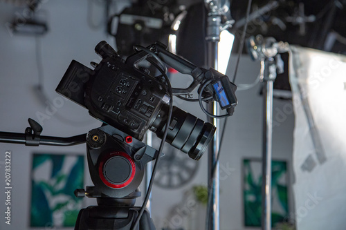 Behind the scenes of video production or video shooting