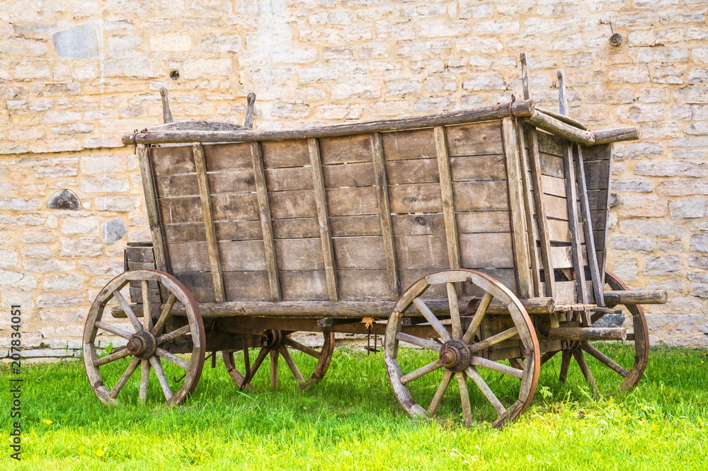 Ancient wooden cart, wagon