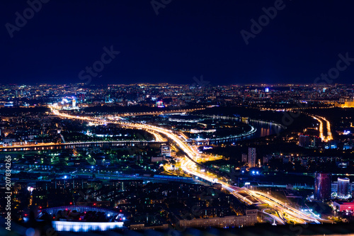 Aerial view cityscape at night