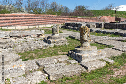 Ruins of The capital of the First  Bulgarian Empire medieval stronghold Pliska, Shumen Region, Bulgaria photo