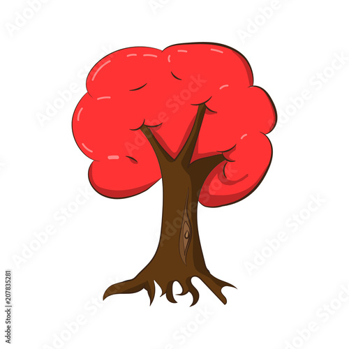 Illustration of a red tree in autumn