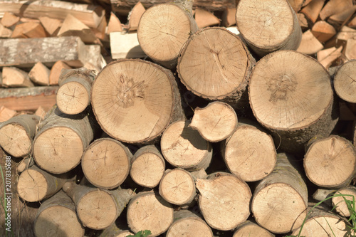 Wood pile near country house