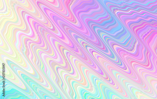 Holographic Distorted Wavy Stripes Vector Background. Vivid Gradient Glitch. Pastel Rainbow Fluid Texture. Psychedelic Color Neon Surface in Cyan, Blue, Pink, Violet, Magenta and Yellow.