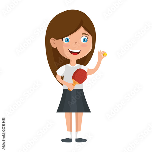 little girl playing ping pong character vector illustration design