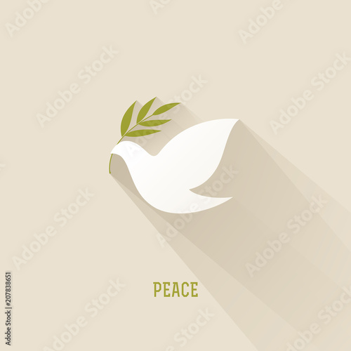 Peace dove with olive branch. Vector illustration