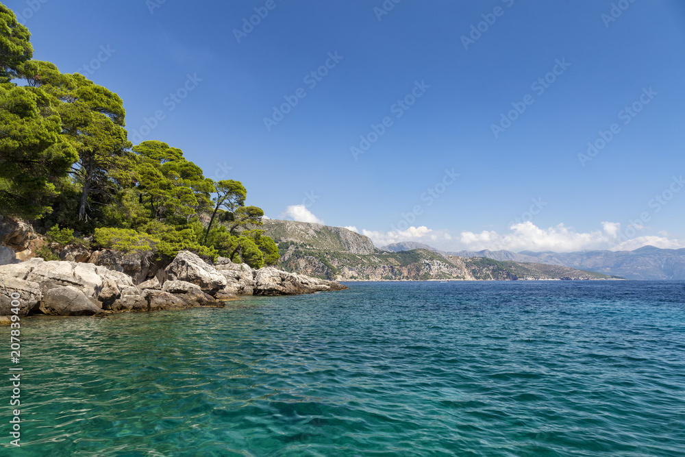 Lokrum and its surrounding beautiful aquamarine Adriatic waters.