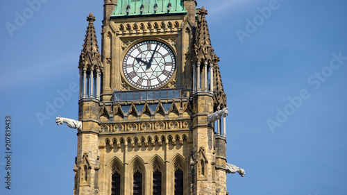 The clock tower of the Parliament Building in Ottawa, Ontario, Canada