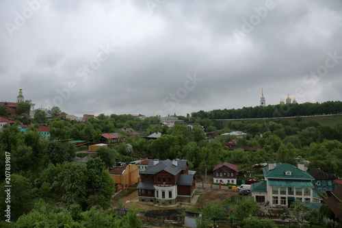 VLADIMIR, RUSSIA - MAY 18, 2018: View of an ancient Russian city founded in 1108. The capital of the Vladimir region. One of the tourist centers of the Golden Ring of Russia 