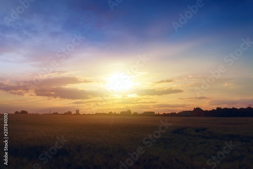 Beautiful landscape image of sunset over countryside landscape