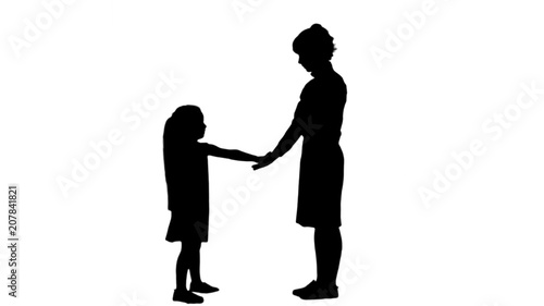 Silhouette Beautiful mother and daughter giving high five and smiling each other track matte