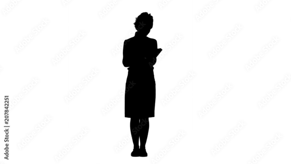 Silhouette Woman standing and reading book track matte Silhouette Woman standing and reading book track matte