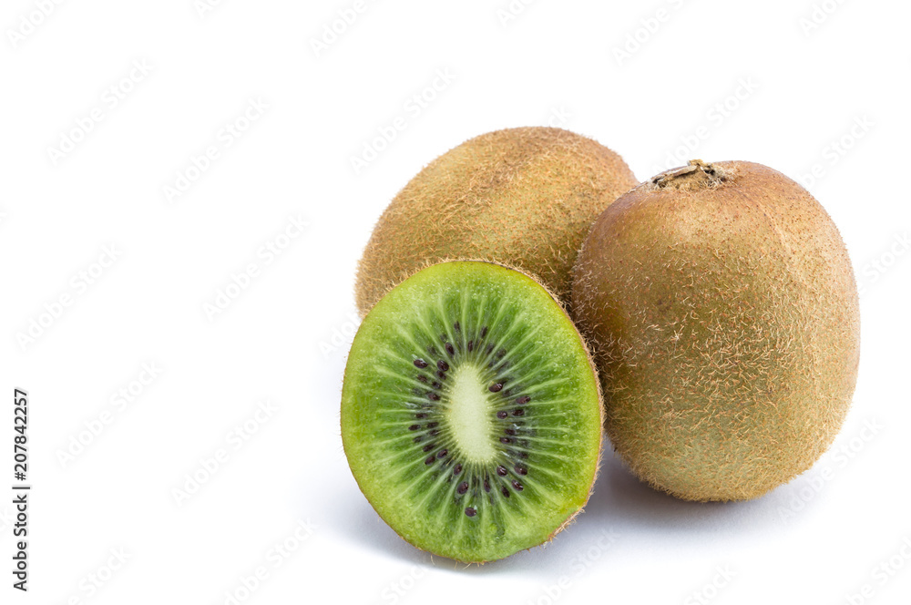 Sliced kiwi texture on white background