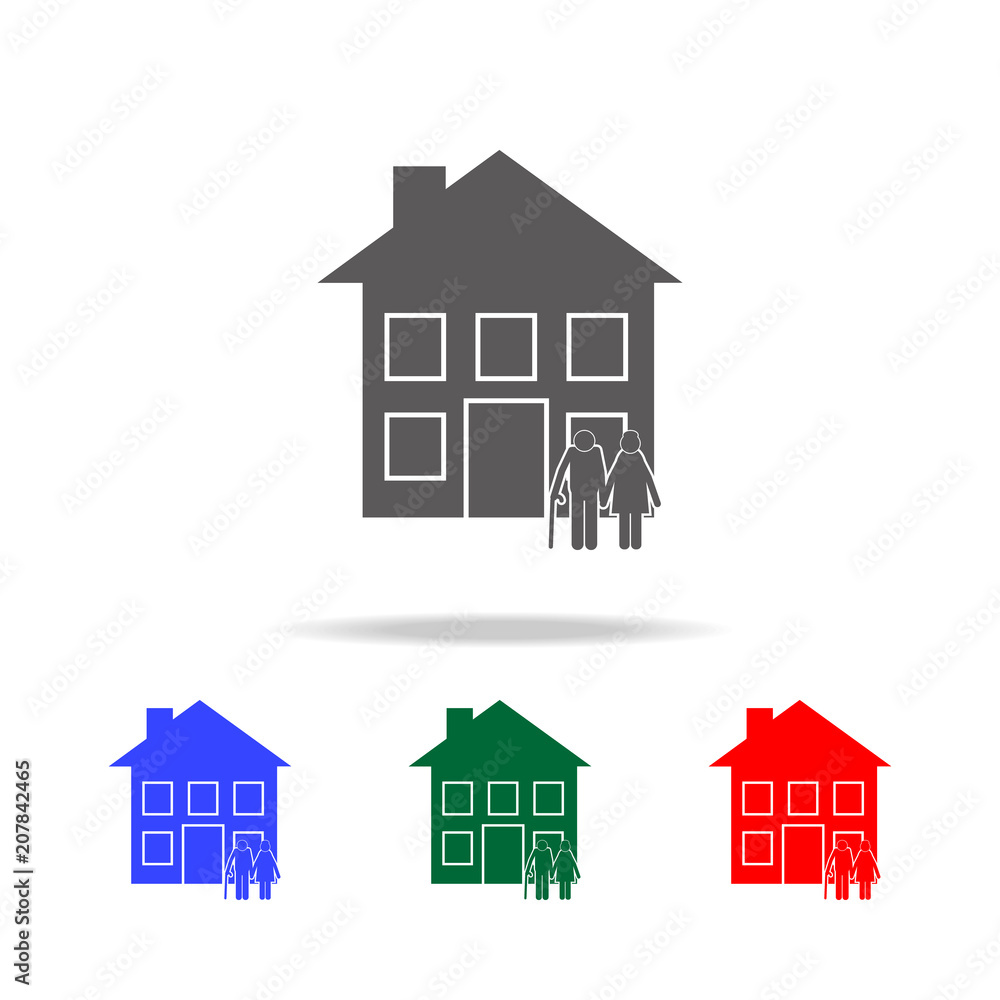 old couple in front of the house icon. Elements of human family life in multi colored icons. Premium quality graphic design icon. Simple icon for websites, web design, mobile app