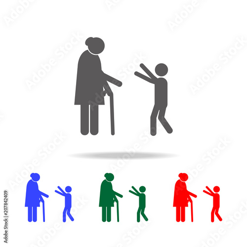 grandson hugs grandmother icon. Elements of human family life in multi colored icons. Premium quality graphic design icon. Simple icon for websites, web design, mobile app