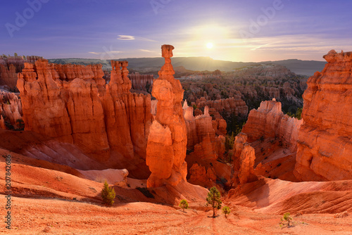 Thor's hammer in Bryce Canyon National Park in Utah USA during sunrise.