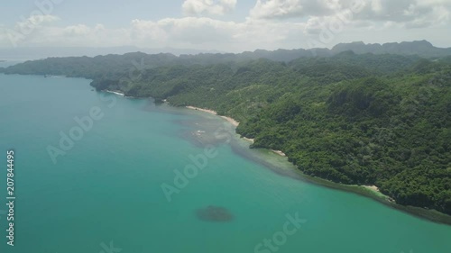 Wallpaper Mural Aerial view coastline with beach and mountains covered with tropical forest in province Caramoan, Philippines. Landscape with sea, mountains and beach. Torontodigital.ca