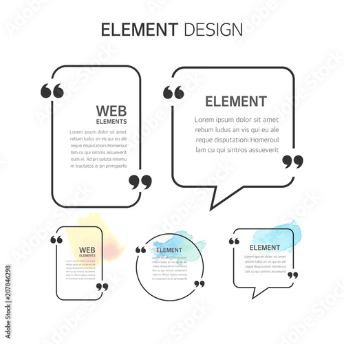Watercolor, Text box bubbles Empty template. design elements