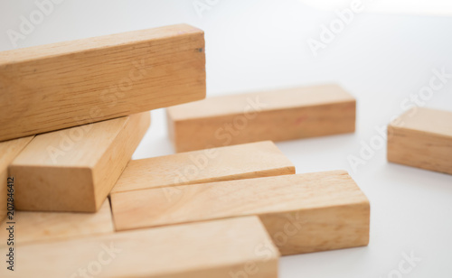 wood block close up group on white background