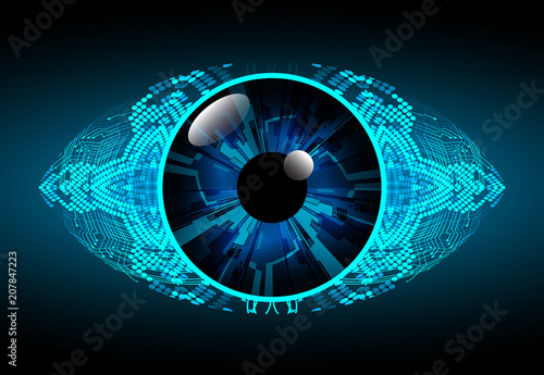 binary circuit board future technology, blue cyber security concept background, abstract hi speed digital internet.motion move blur. eye pixel vector