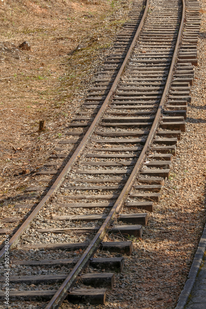 Train tracks seen from above