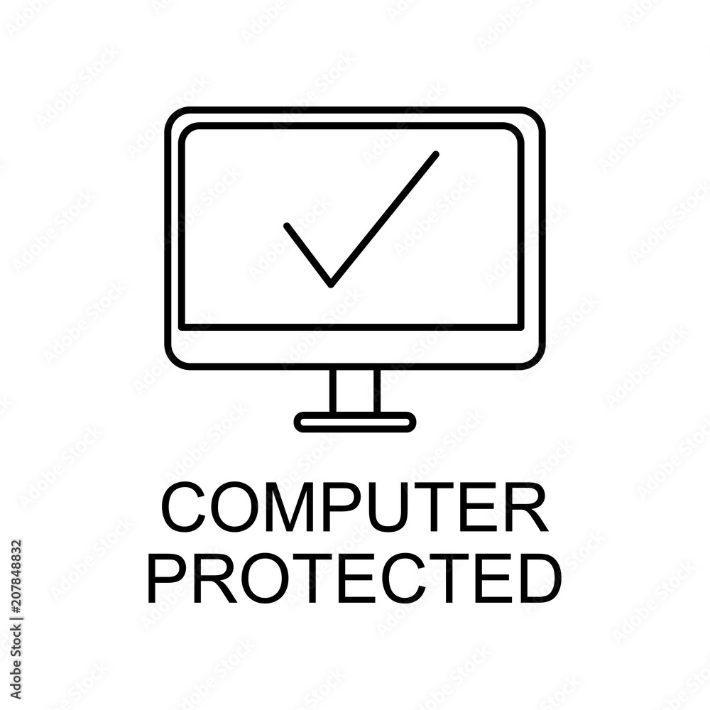 computer protected outline icon. Element of data protection icon with name for mobile concept and web apps. Thin line computer protected icon can be used for web and mobile computer protected outline icon. Element of data protection icon with name for mobile concept and web apps. Thin line computer protected icon can be used for web and mobile