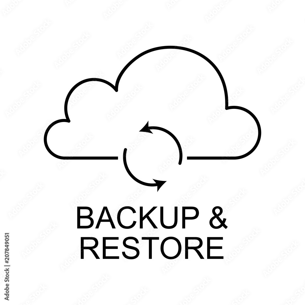 backup and restore outline icon. Element of data protection icon with name for mobile concept and web apps. Thin line backup and restore icon can be used for web and mobile