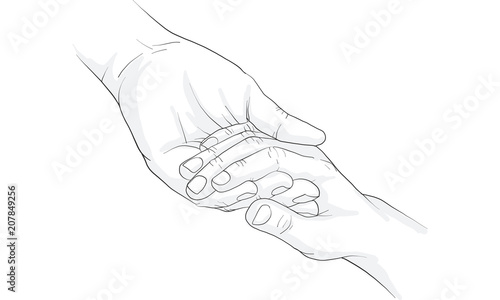 hand holding hand together vector
