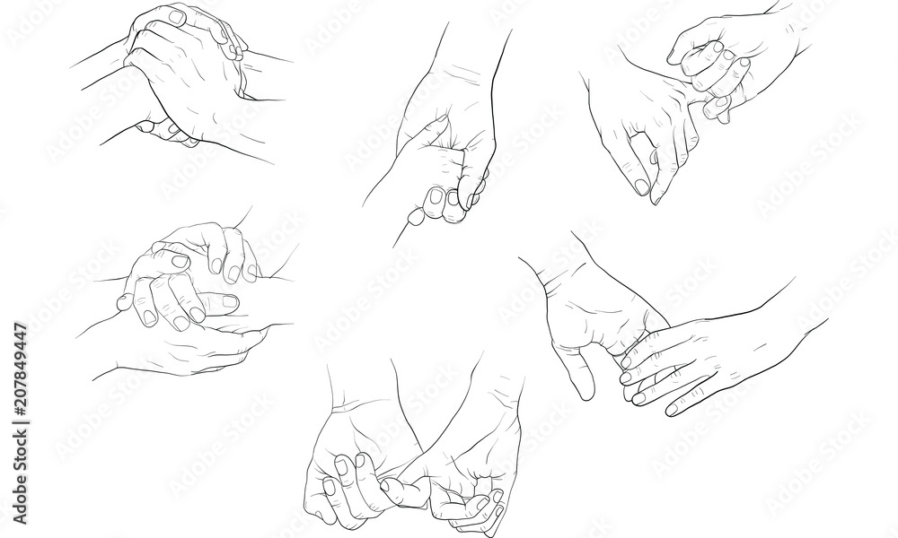 Obraz premium hand holding hand together vector