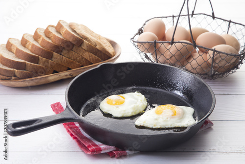 Fried Eggs in a Cast Iron Skillet