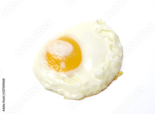 Single Fried Egg on a White Background