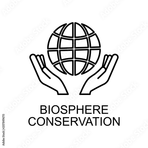 biosphere conservation outline icon. Element of enviroment protection icon with name for mobile concept and web apps. Thin line biosphere conservation icon can be used for web