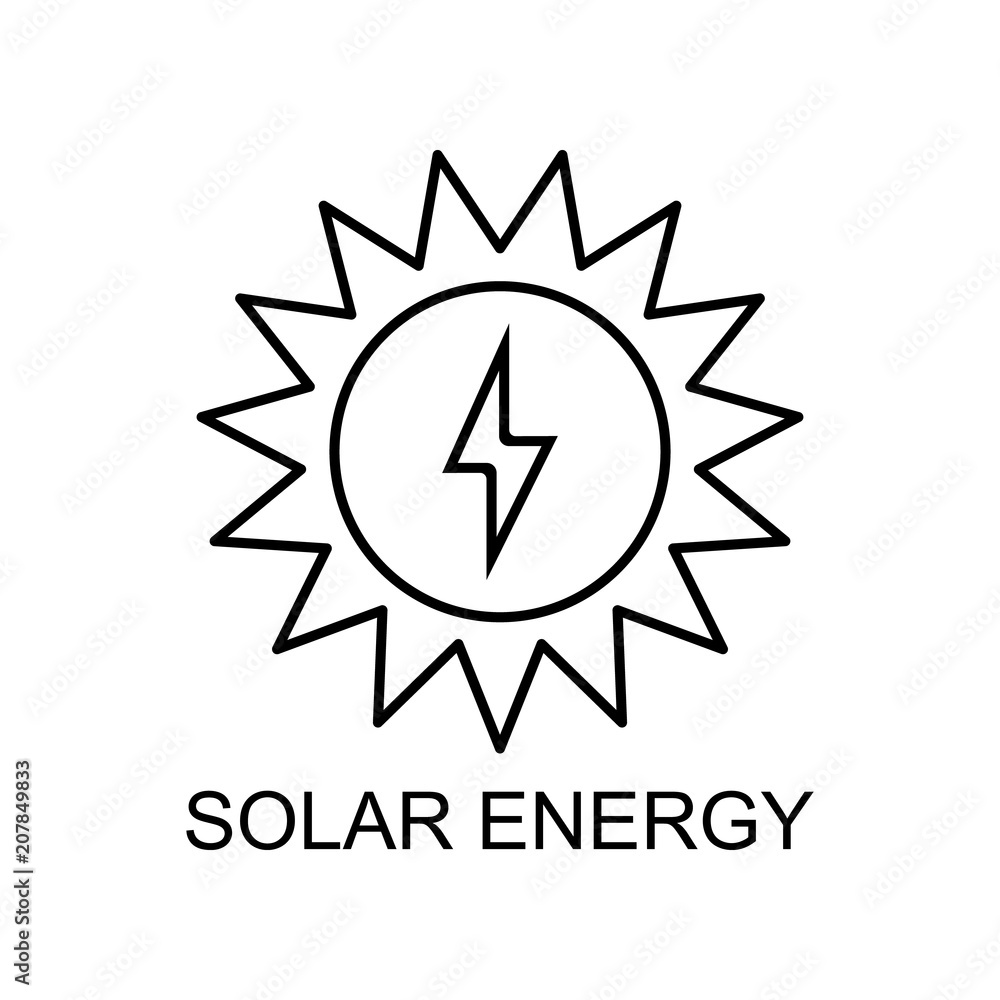 solar energy outline icon. Element of enviroment protection icon with name for mobile concept and web apps. Thin line solar energy icon can be used for web and mobile solar energy outline icon. Element of enviroment protection icon with name for mobile concept and web apps. Thin line solar energy icon can be used for web and mobile