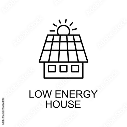 low energy house outline icon. Element of enviroment protection icon with name for mobile concept and web apps. Thin line low energy house icon can be used for web and mobile