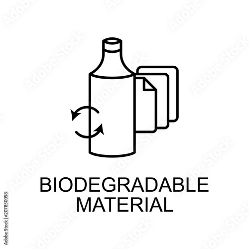 biodegradable material outline icon. Element of enviroment protection icon with name for mobile concept and web apps. Thin line biodegradable material icon can be used for web