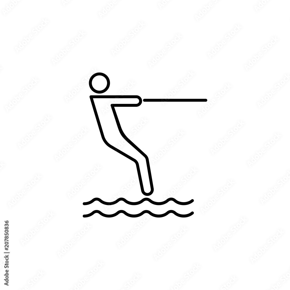 water skiing outline icon. Element of sports items icon for mobile concept and web apps. Thin line water skiing outline icon can be used for web and mobile water skiing outline icon. Element of sports items icon for mobile concept and web apps. Thin line water skiing outline icon can be used for web and mobile