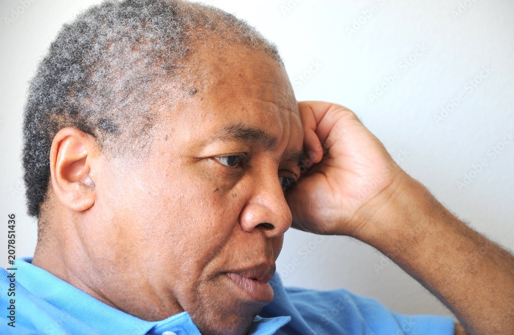 Obraz premium African american male expressions indoors alone.