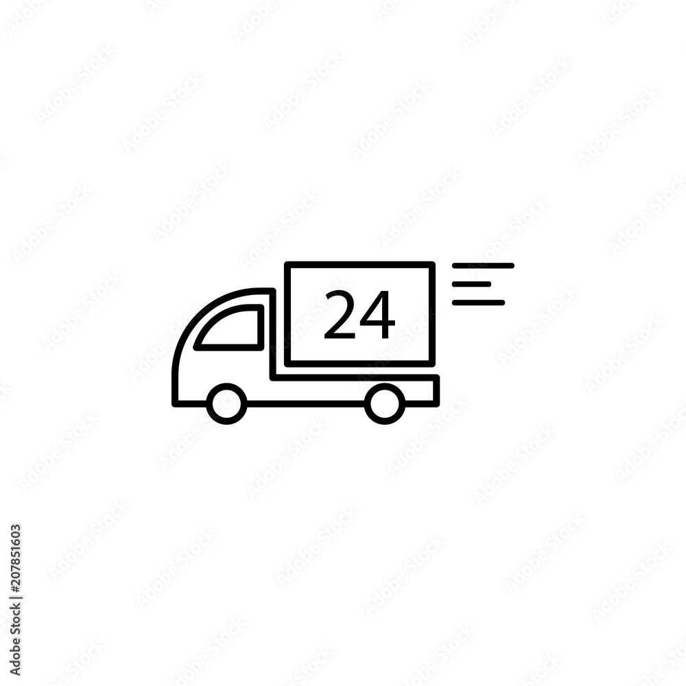 truck service 24 hours outline icon. Element of logistic icon for mobile concept and web apps. Thin line truck service 24 hours outline icon can be used for web and mobile