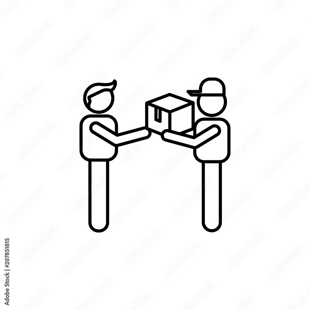 the postman delivers the parcel outline icon. Element of logistic icon for mobile concept and web apps. Thin line the postman delivers the parcel outline icon can be used for web the postman delivers the parcel outline icon. Element of logistic icon for mobile concept and web apps. Thin line the postman delivers the parcel outline icon can be used for web