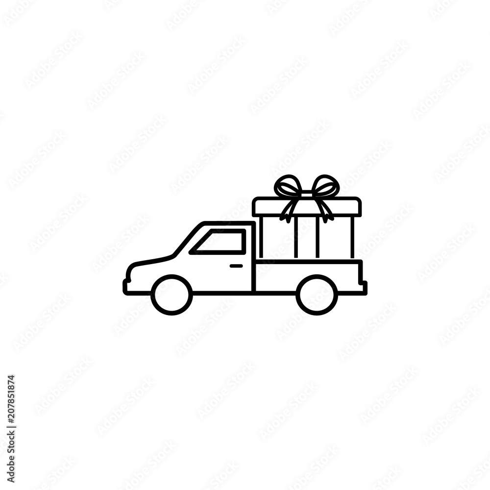 gift delivery outline icon. Element of logistic icon for mobile concept and web apps. Thin line gift delivery outline icon can be used for web and mobile gift delivery outline icon. Element of logistic icon for mobile concept and web apps. Thin line gift delivery outline icon can be used for web and mobile